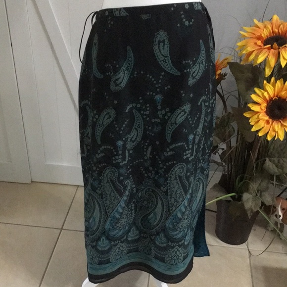 K Studio Black large paisley pattern skirt - Picture 1 of 10